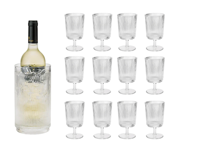Stelton Pilastro vinglas 0,18 l 12 stk. samt Pilastro vilkøler