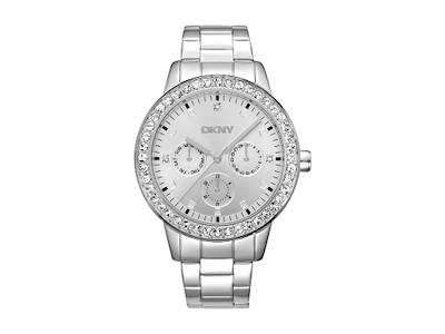 DKNY Parsons Multi Glitz Multifunktions Dameur i rustfrit stål med krystaller - Ø 40 mm