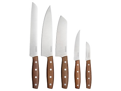 Fiskars Folken knivserie med Urte- Tomat- Santoku- Kokke- og Brødkniv