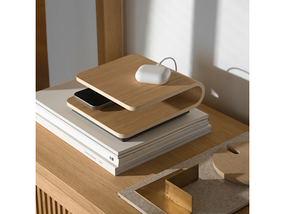 Stelton Ro trådløs oplader oak
