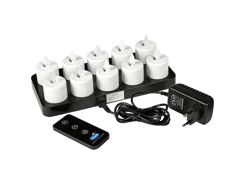 Uyuni 10 stk. genopladelige LED-lys, opladebase og fjernbetjening - Hvid