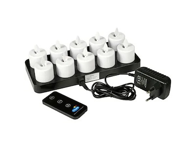 Uyuni 10 stk. genopladelige LED-lys, opladebase og fjernbetjening - Hvid