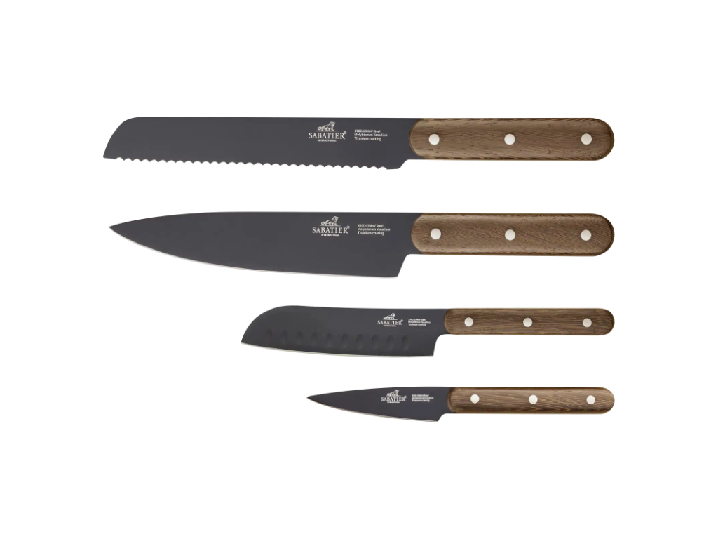 Lion Sabatier Knivsæt 4 dele, urte, lille santoku, kokke og brødkniv, Phenix