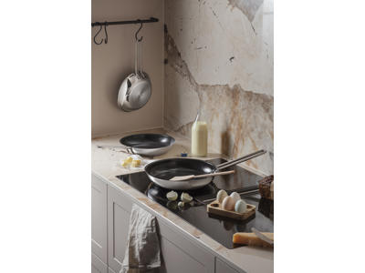 Eva Trio rustifrit stål stegepandesæt Ø 20 +24 + 28 cm med keramisk Slip-Let belægning