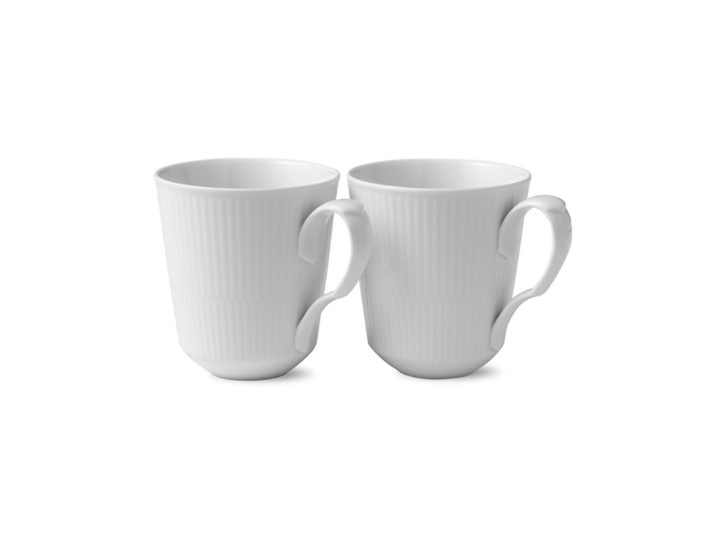 Royal Copenhagen Hvid Riflet krus 38 cl - 2 pak