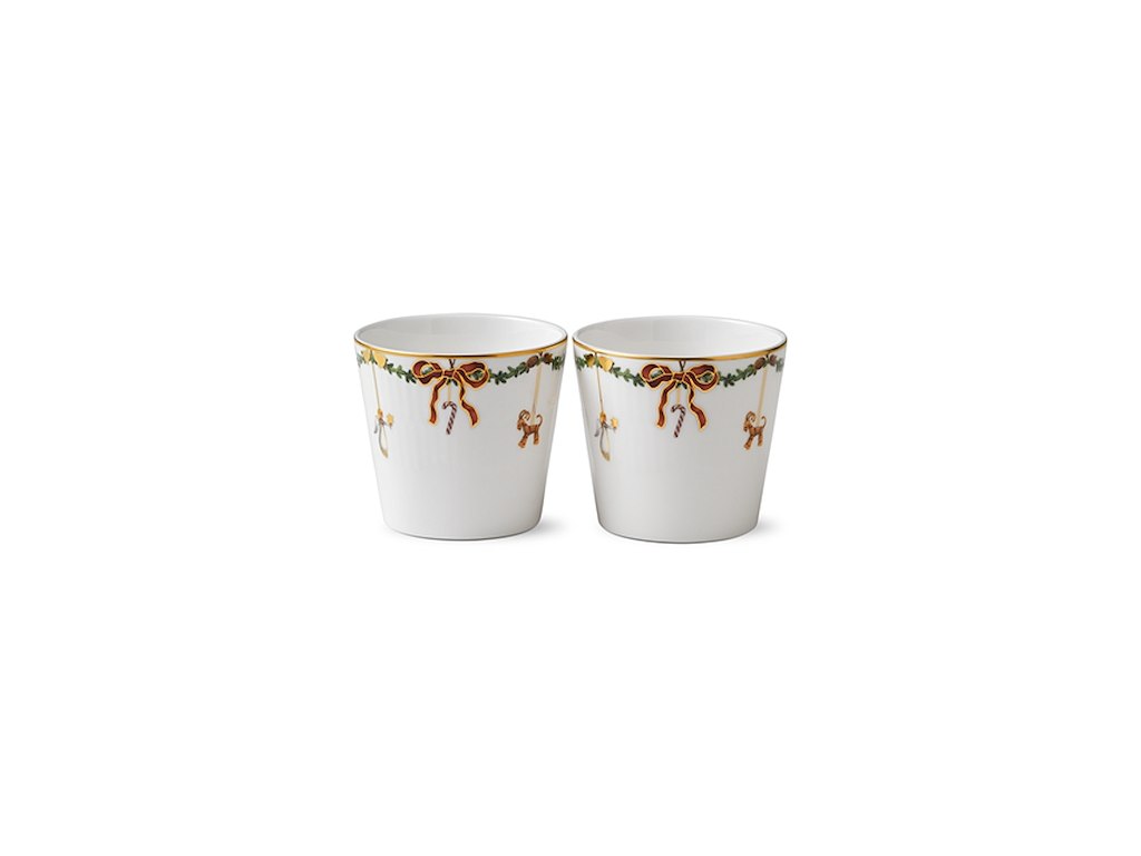 Royal Copenhagen Stjerne Riflet jul, serveringskopper 2 pak