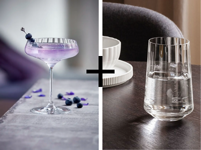 Georg Jensen Bernadotte Tumbler Vandglas 38 cl, 6 stk. samt Cocktailglas 20 cl, 4 stk.