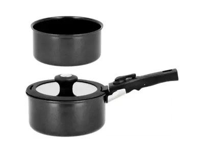 HOLM Grydesæt 1,1 L + 2,4 L i aluminium med keramisk non-stick-belægning og et aftageligt greb