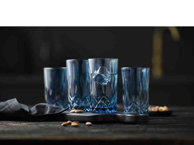 Lyngby Glas Highball 38 cl 4 stk i blå, Sorrento