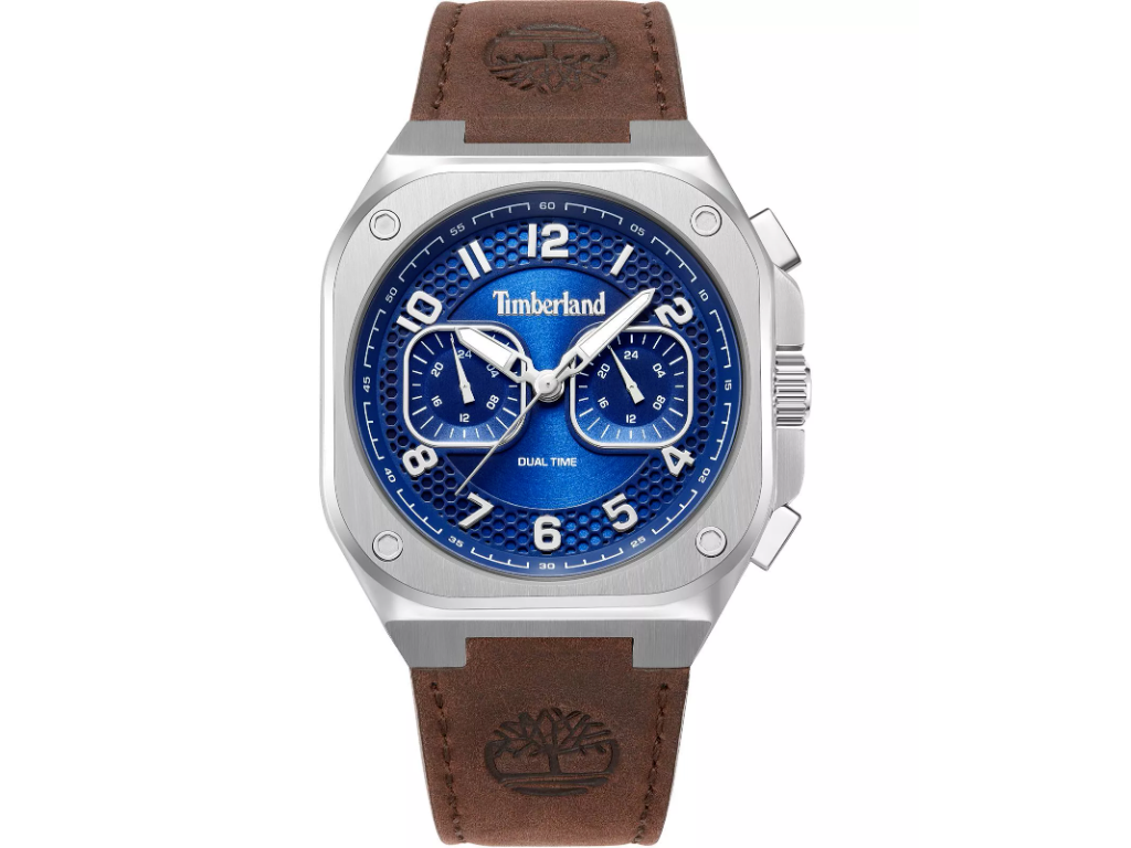 Timberland Mackinac multifunktion Herreur i rustfrit stål med gunfarbet multi-lags urskive og brun urrem - Ø 41 mm