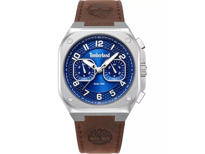 Timberland Mackinac multifunktion Herreur i rustfrit stål med gunfarbet multi-lags urskive og brun urrem - Ø 41 mm