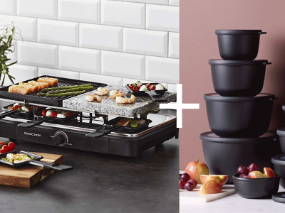 Nordic Sense Raclette m. natursten samt Mepal opbevarinssæt 8 dele