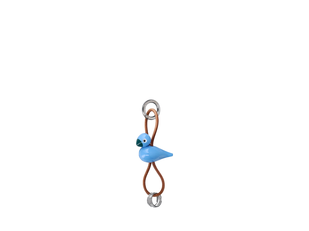 Kay Bojesen nøglering - Bird - Blue og natur læder