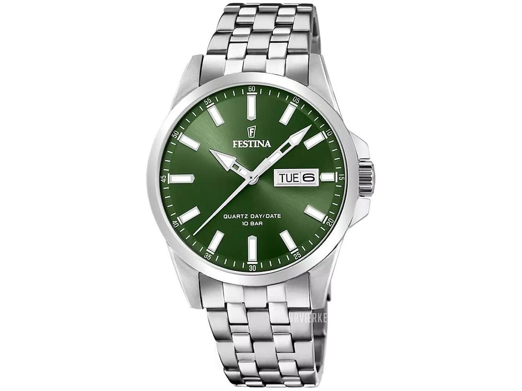 Festina Herreur med grøn urskive og rustfrit stål lænke