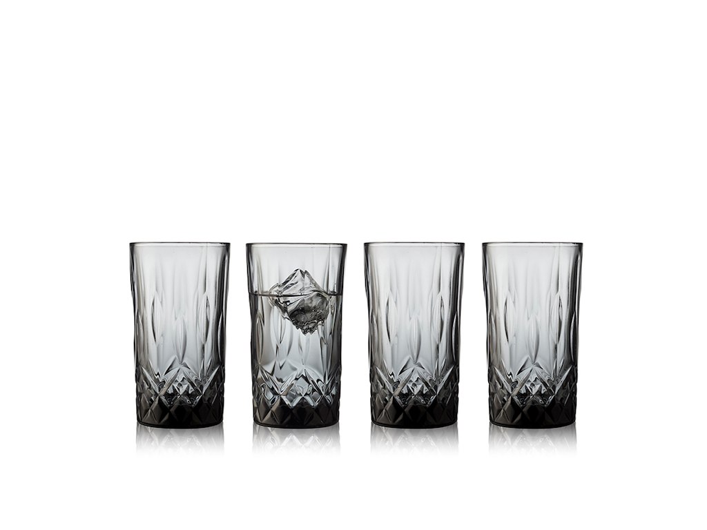 Lyngby Glas Highball 38 cl 4 stk i smoke, Sorrento