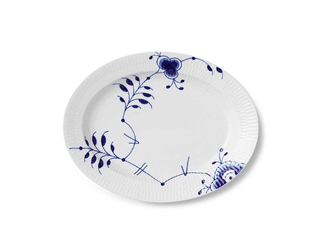 Royal Copenhagen Blå Mega Riflet fad, 30,5 cm