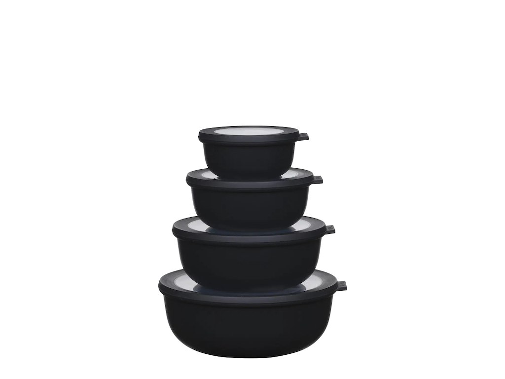 Mepal Opbevaringssæt 8 dele bestående af 350, 750, 1250 og 2250 ml m. låg i black, Cirqula