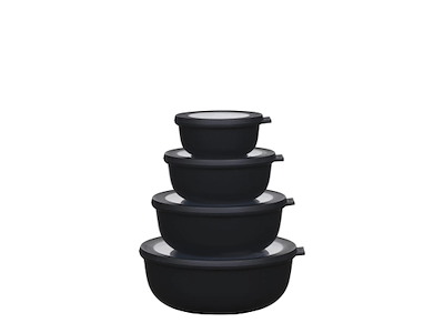 Mepal Opbevaringssæt 8 dele bestående af 350, 750, 1250 og 2250 ml m. låg i black, Cirqula