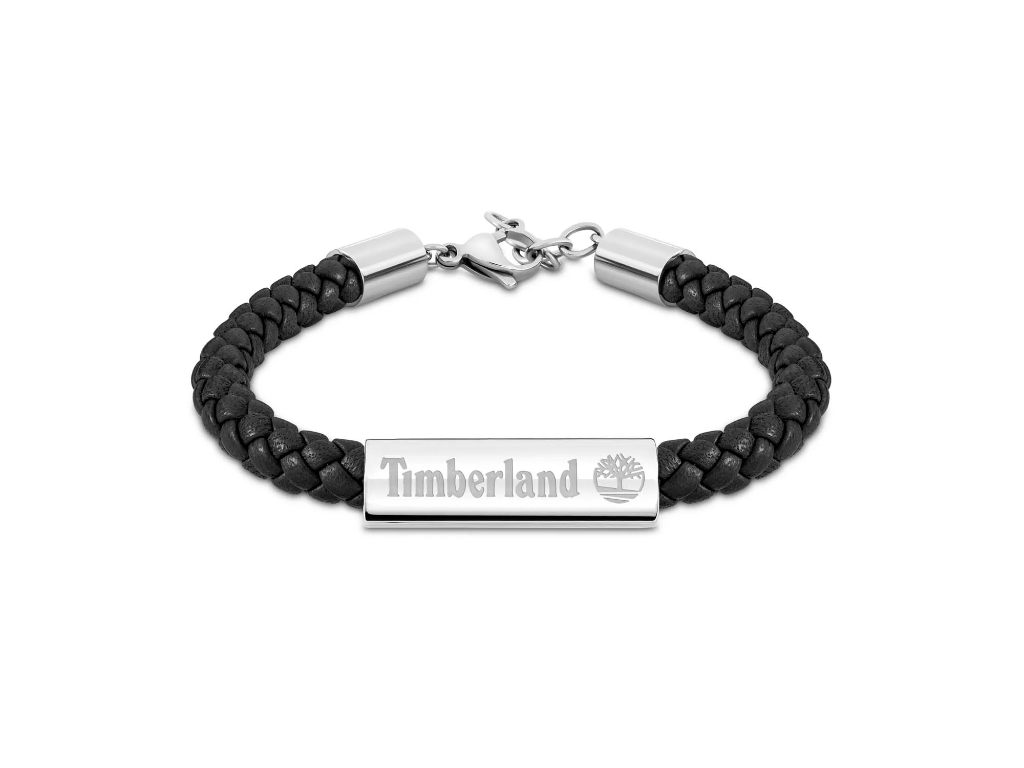 Timberland Baxter Lake armbånd - Sort læder og rustfrit stål