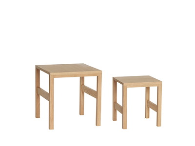 Puzzle Sidebordsæt - natur egetræ - 33x32x37 cm & 40x40x42 cm