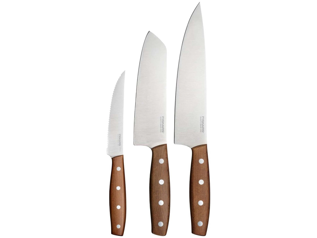 Fiskars Folken knivserie med Tomatkniv 12 cm, Santoku kniv 16 cm samt Kokkekniv 20 cm