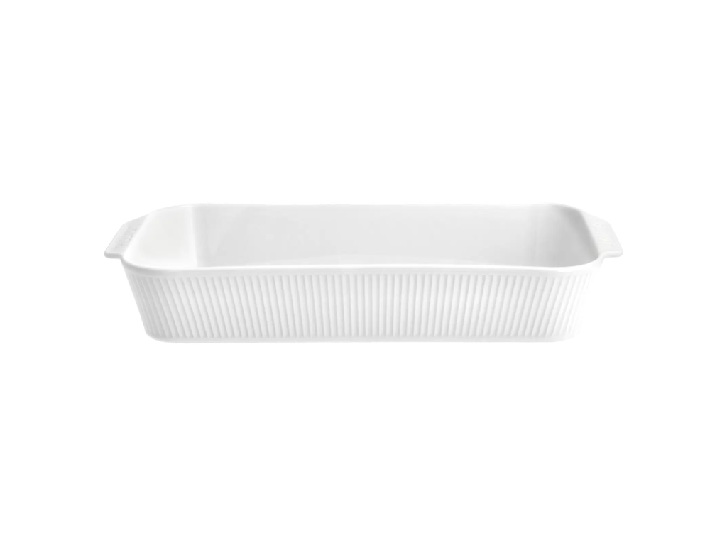 Pillivuyt Ovnfad 38 x 21 x 6 cm i hvid porcelæn, Plissé