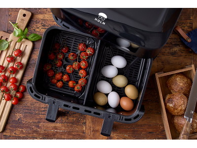 Holm Dobbelt airfryer 9,4 L skillerum 2800 watt i sort