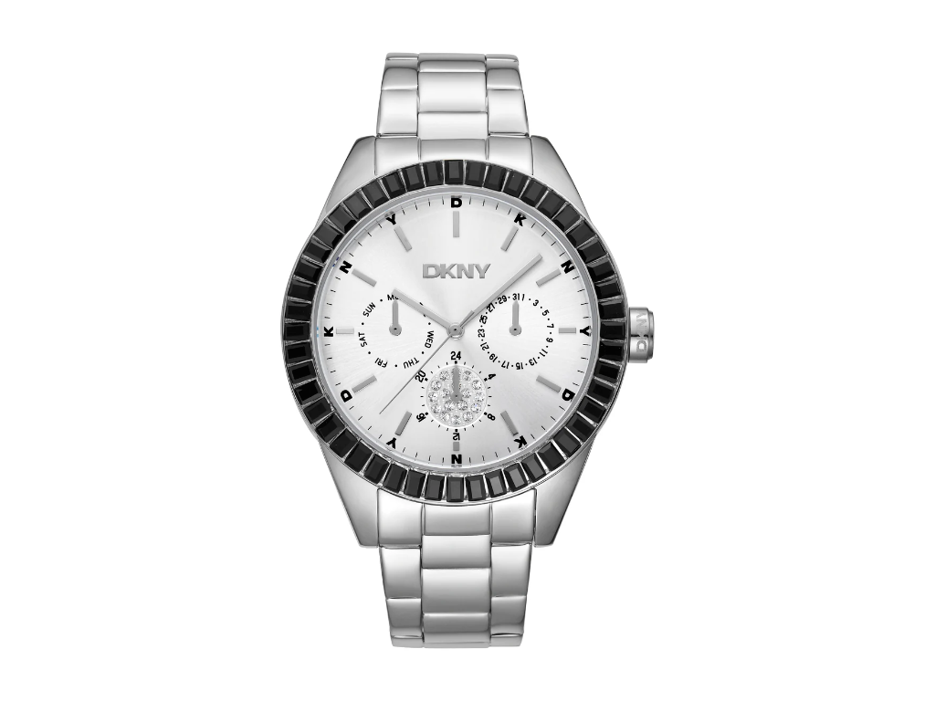 DKNY Nolita Multi Glitz Dameur i rustfrit stål med sorte sten - Ø 40 mm