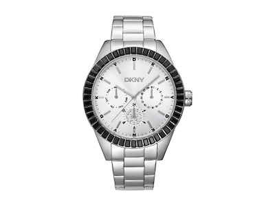 DKNY Nolita Multi Glitz Dameur i rustfrit stål med sorte sten - Ø 40 mm