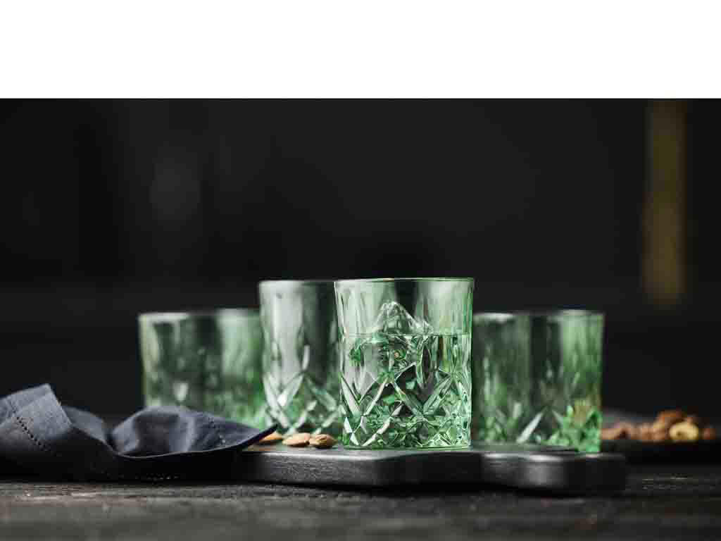 Lyngby Glas Whiskyglas 32 cl 4 stk i grøn, Sorrento