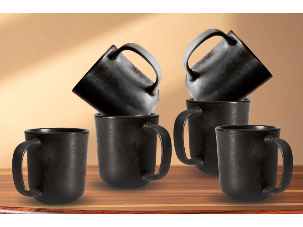 Muubs - Mame keramik kop med hank - sæt med 6 stk. - Kaffe