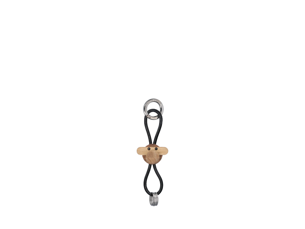 Kay Bojesen nøglering - Monkey - Teak/limba med sort læder