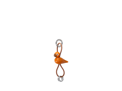 Kay Bojesen nøglering - Bird - Orange og natur læder