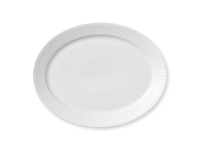 Royal Copenhagen Hvid Riflet oval fad/tallerken 34 cm