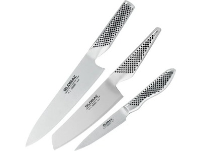 Global Knivsæt 3 dele - Kokkekniv 21 cm, Grønsagskniv 14 cm & Skrællekniv 9 cm