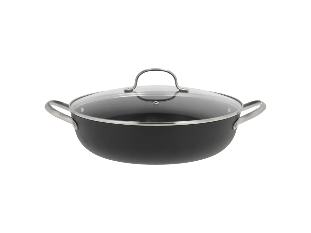 Pillivuyt Gourmet Sautergryde m. glaslåg 30 cm i letvægtsstøbejern og keramisk non-stick-belægning, Garonne 