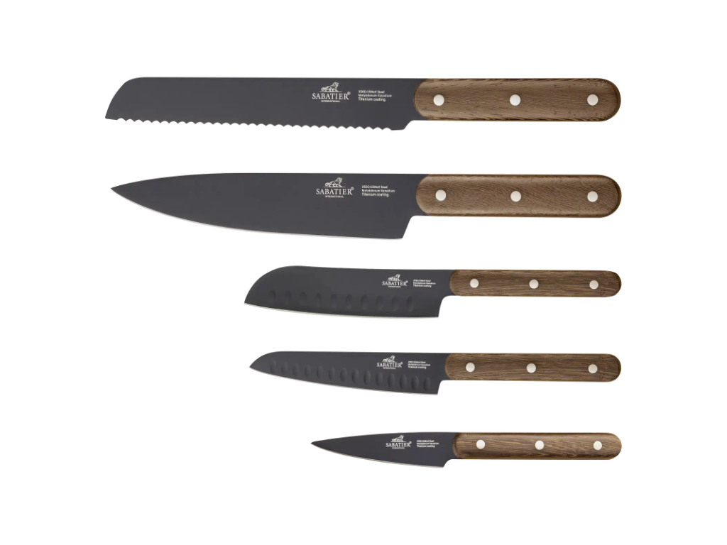 Lion Sabatier Knivsæt 5 dele, urte, multi, lille santoku, kokke og brødkniv, Phenix