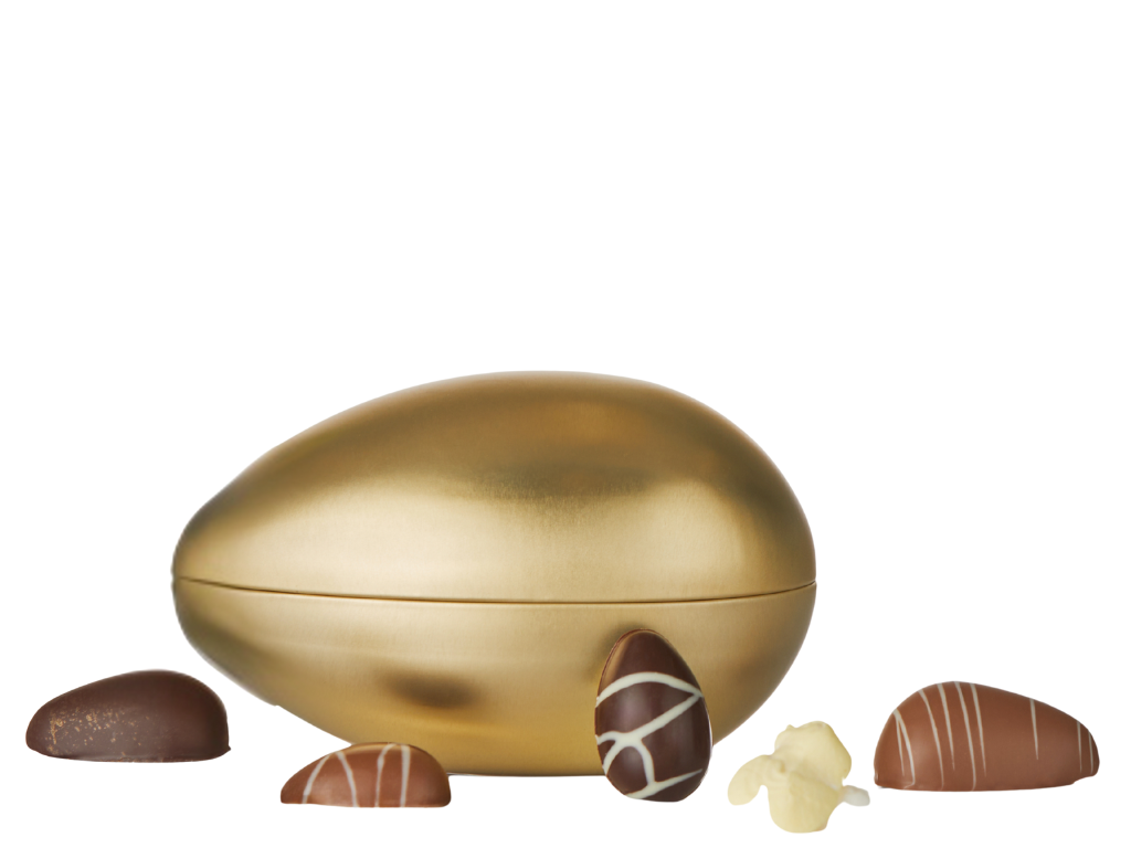 Cocoture metalæg | Marcipanæg, skum & fyldte chokoladeæg 300g.