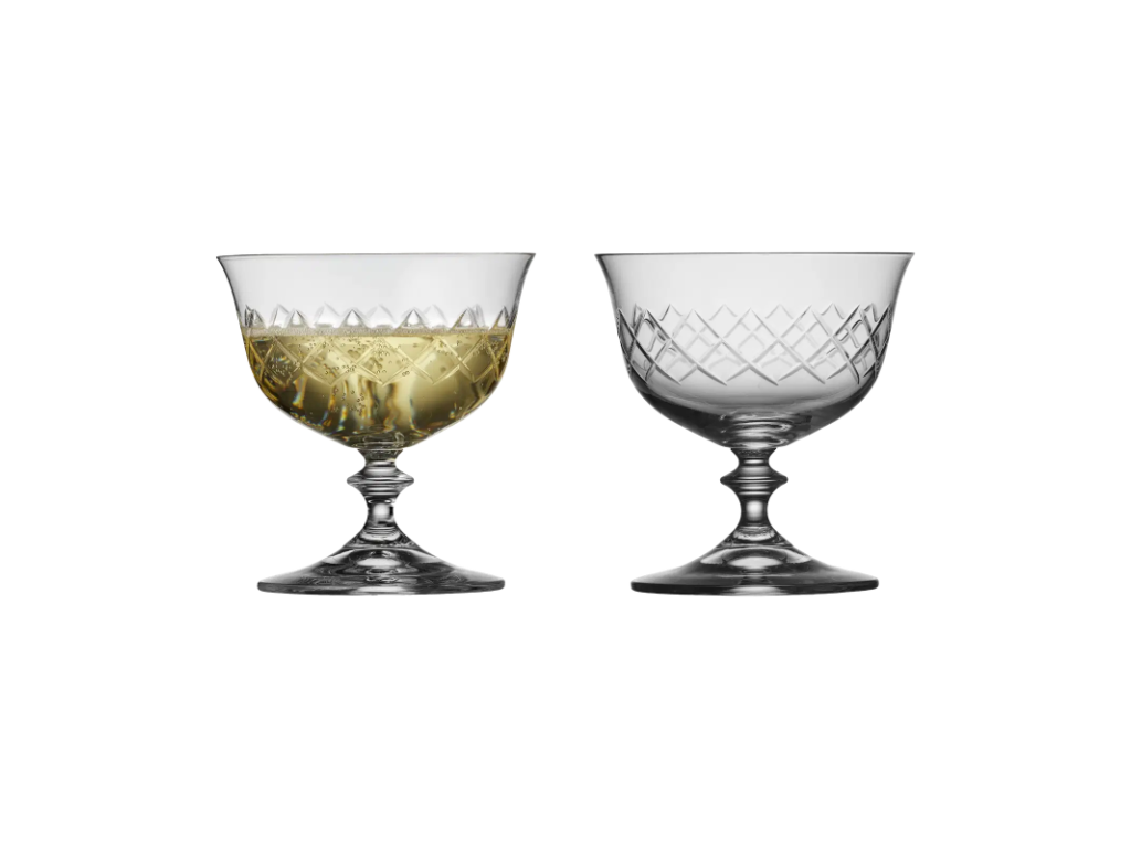 Lyngby Glas Champagneskål 28 cl. 2 stk i klar krystalglas, Eaton