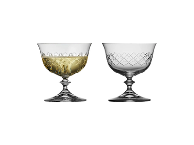 Lyngby Glas Champagneskål 28 cl. 2 stk i klar krystalglas, Eaton