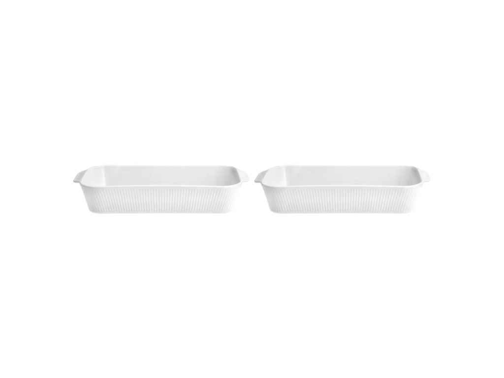 Pillivuyt Ovnfade 2 stk 35 x 19 x 6 cm i hvid porcelæn, Plissé